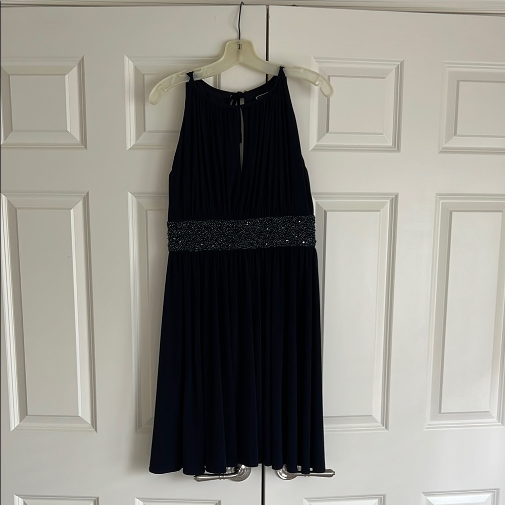 JS Boutique Navy Halter Sleeveless Cocktail Dress